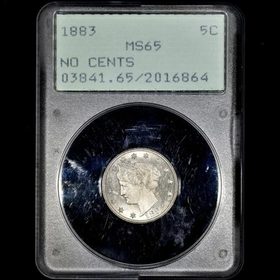 1883 LIBERTY V NICKEL ✪ PCGS MS-65 ✪ 5C NO CENTS NC RATTLER HOLDER UNC ◢TRUSTED◣ - Image 1 of 4