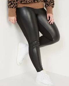 Old Navy Active Legging Pants Size XXL  Black High Rise Faux Leather Front #15 - Picture 1 of 11
