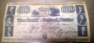 1840 1000 $ The Bank of United States Banknote No 8894 Obsolete Currency Reprint - Bild 1 von 7