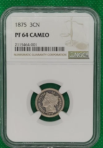 1875 PROOF 3 CENT NICKEL βͺ NGC PF 64 CAMEO βͺ Population 7.  Buy at Wholesale! Cover