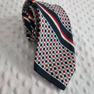 Vintage Givenchy Herren Krawatte rot weiß blau geometrisch Krawatte Paris Couture - Bild 1 von 12