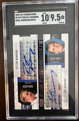 Peyton Manning Eli Manning 2004 Upper Deck Dual Endorsements RC AUTO SGC 10/9.5 - Image 1 of 2
