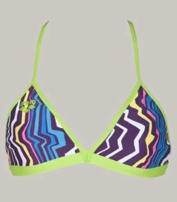 Top de bikini Arena con lazo trasero en zig zag mosca hoja púrpura-talla 28-nuevo con etiquetas Foto 1 de 2