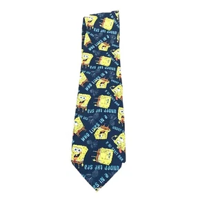 Vintage 2004 Nickeloden Sponge Bod Square Pants Neck Tie Standard Unisex Blue - Picture 1 of 8