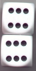 NEW Dice Set of 2 D6 (22mm) - Opaque White - Picture 1 of 1
