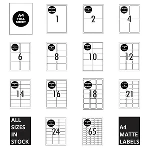 A4 Self Adhesive Labels Inkjet Laser Sticker Mailing Address 1-65 Per Sheet - Picture 1 of 2