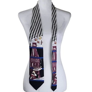 VTG Coca-Cola 100% Silk Necktie Sears 1990s Checkerboard & Soda Bottle Design - Picture 1 of 5