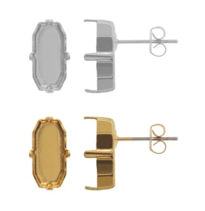 Messing- Ohrstecker für 4595 Elongated Imperial Strass Kristalle - Bild 1 von 4