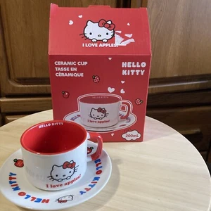 Hello Kitty Cup Mug Ceramic Art Coffee Cappuccino Cup W/ Saucer 200ml & Box - Picture 1 of 7