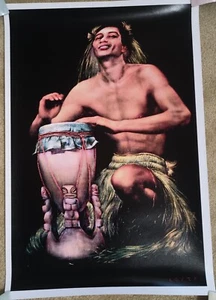 Tiki Wall Art. Vintage Reproduction Art Print Polynesian Native Drummer. So Cool - Picture 1 of 1