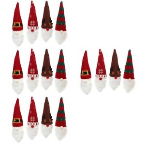  16 Pcs Wine Bottle Cover Knitted Fabric Christmas Decoration Gnome Toppers