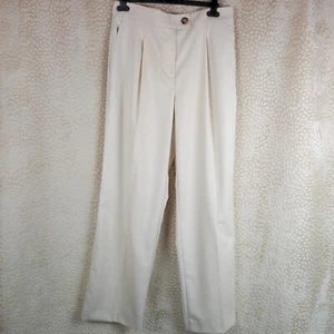 Ann Taylor Womens Tailored Trousers Size UK 14 Cream Pockets Pleat Front NWTS - Picture 1 of 15
