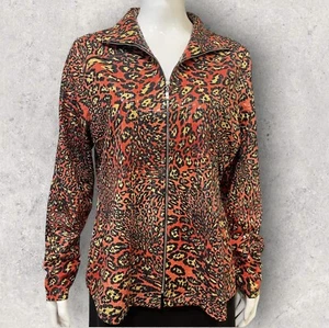 Exclusively Misook Woman Full Zip Jacket Shacket Med. Animal Print Shiny Sequins - Picture 1 of 10