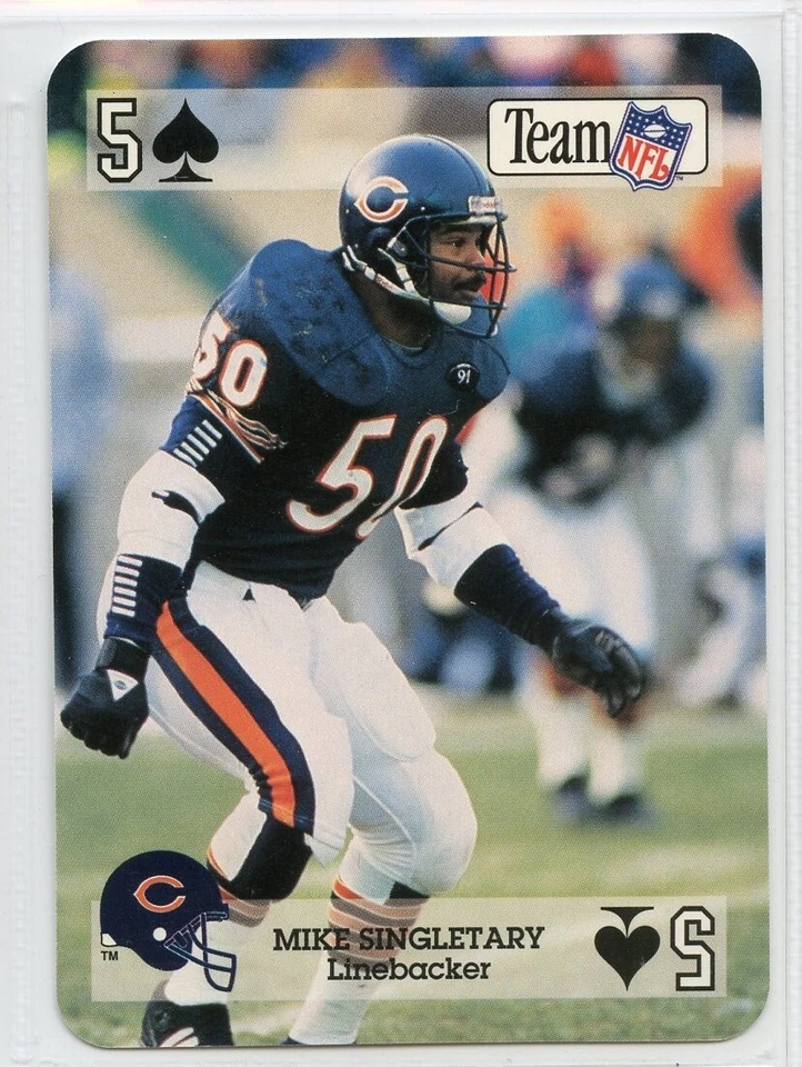 1992 Team NFL Football Star Cards Playing Card - Mike Singletary - Chicago Bears - Image 1 of 1