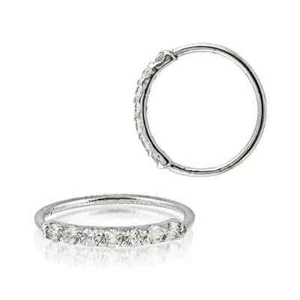 2PC Nose Zircon Ring Nose Rings Lip Tragus Lobe Ear Piercing Surgical Steel Hoop - Picture 1 of 2