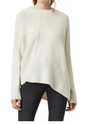 NEW AllSaints Lock Asymmetric Cashmere Blend Sweater in Ivory - size L #S7263 - Image 1 of 4