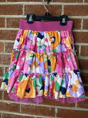 Candies Girls Skirt Floral Pink Tiered Ruffle Small - Image 1 of 4