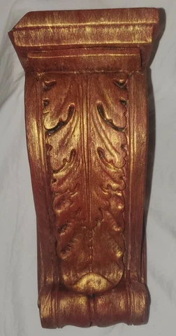 Shelf Acanthus leaf Wall Corbel Sconce Bracket Home Decor Olympic Gold & Red Cover