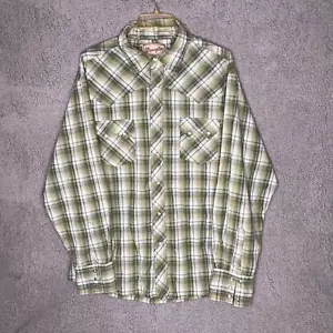 Wrangler Western Fashion Pearl Snap Shirt Long Sleeve XL Green/Blue Plaid Stripe - Picture 1 of 7