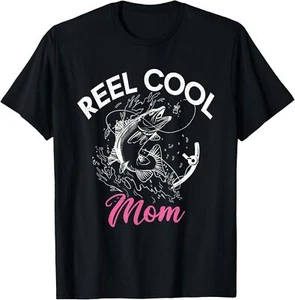 Reel cool Mom Angling Hunting Fishing T-Shirt Hoodie - Picture 1 of 11