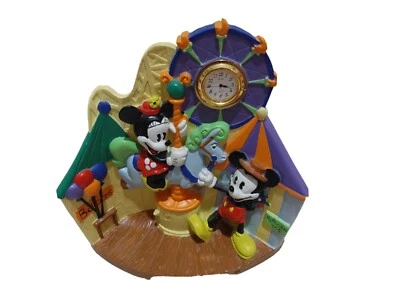 Estatueta Disney x Seiko relógio de mesa Mickey & Minnie Mouse carrossel carnaval excelente estado usado - Imagem 1 de 4