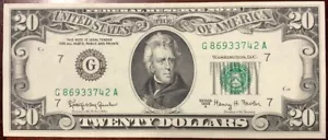 1963 A,G Block $20 Federal Reserve Note, Never Been Circulated, No Fold Or Tear - Picture 1 of 14