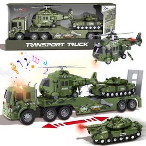 Military Combat Truck Helicopter Tank Toy Set Light & Sound Playset Kids Game - Picture 1 of 12