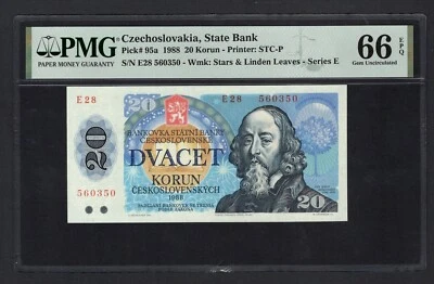 Czechoslovakia 20 Korun 1988 P95a Uncirculated Grade 66 - Image 1 of 2