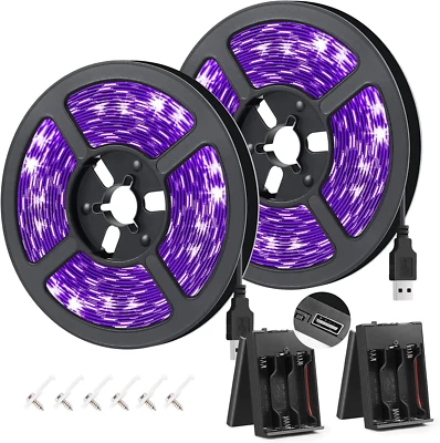 16.4FT UV Black Light LED Strip, 3528 385Nm-400Nm USB UV Light Strip, Non-Waterp - Image 1 of 4