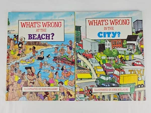 Vtg. 2 - Childrens Books What's Wrong At The Beach? & What's Wrong In The City? - Picture 1 of 4