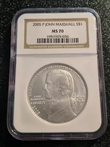 2005 P CHIEF JUSTICE JOHN MARSHALL COMMEMORATIVE SILVER DOLLAR NGC MS70 - Picture 1 of 3