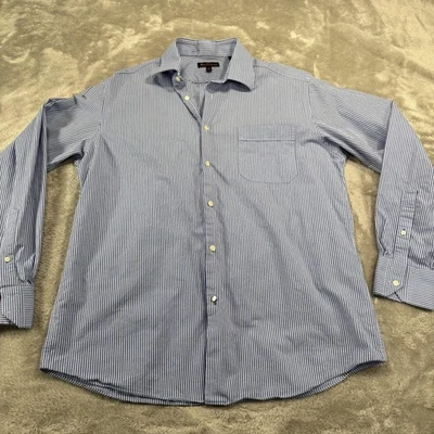 Camisa Ben Sherman Para Hombre Grande Azul Blanco Rayas Manga Larga Vestido Botón Delantero Foto 1 de 4