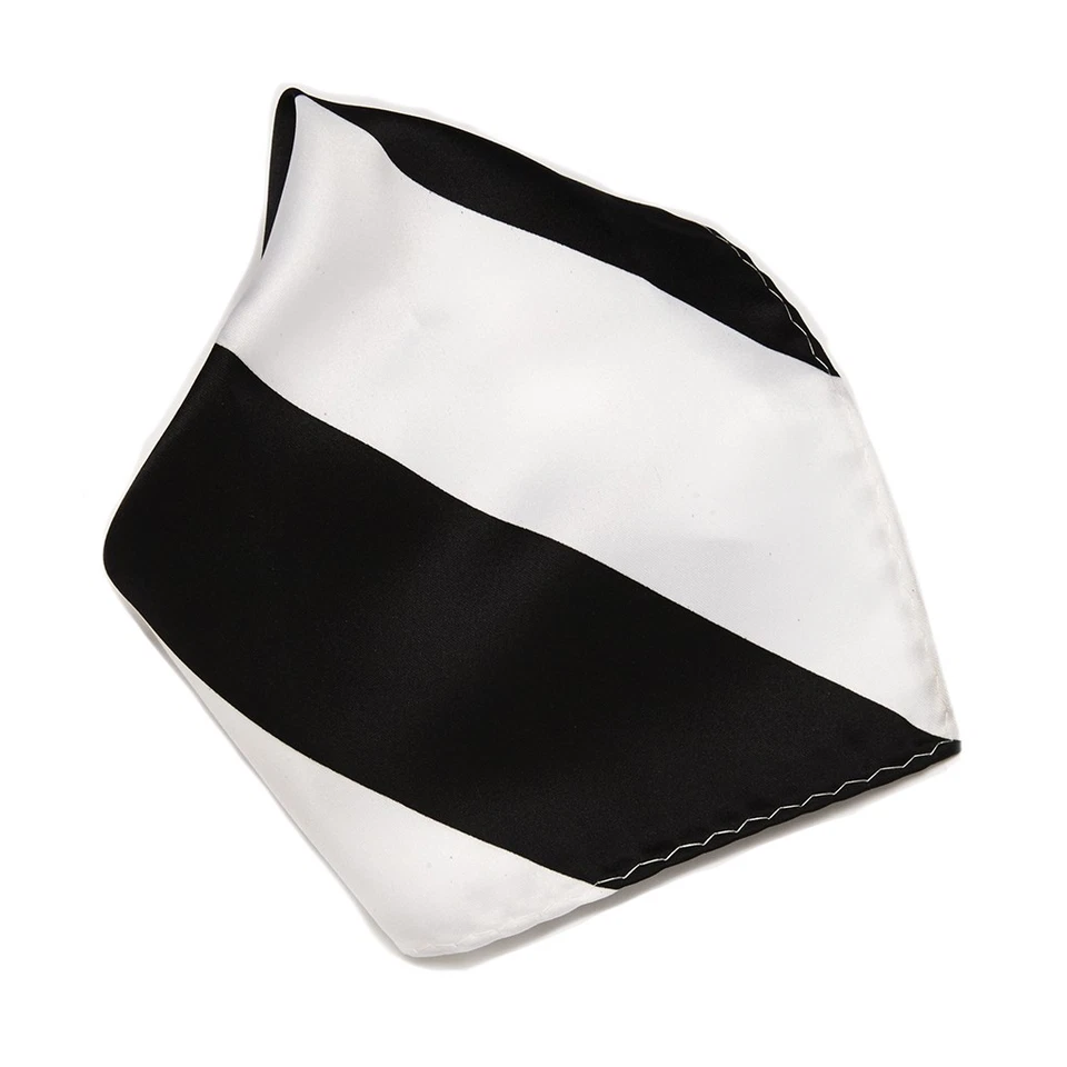 BLACK and WHITE Stripes Design Handkerchief Pocket Square Hanky - Image 1 of 1