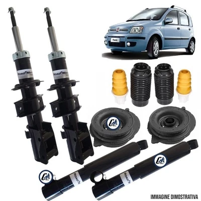 KIT 4 AMMORTIZZATORI MONROE ROADMATIC + SUPPORTI + TAMPONI FIAT PANDA 169 1.2