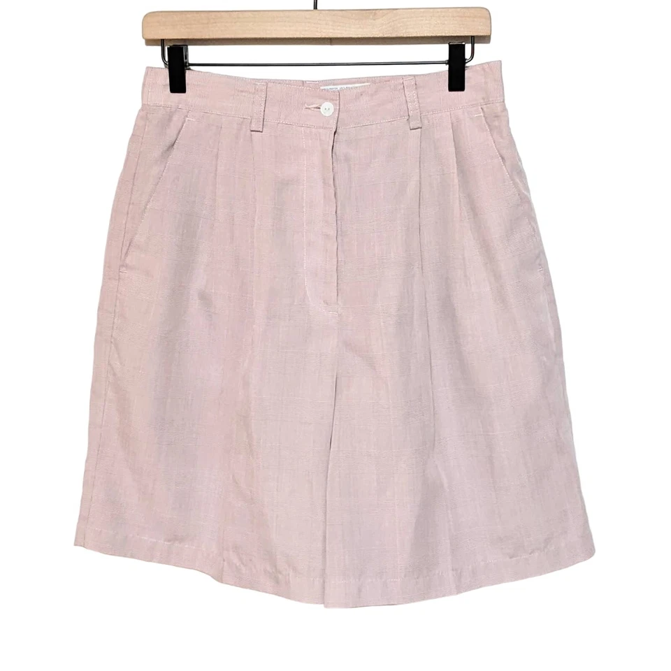Pantalones cortos de golf vintage Izod Club para mujer cintura alta talla 12 rosa claro bolsillos a cuadros Foto 1 de 3