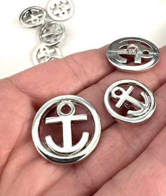 10 Stück silber glänzende Anker Metallknöpfe 19mm oder 23mm - Bild 1 von 4