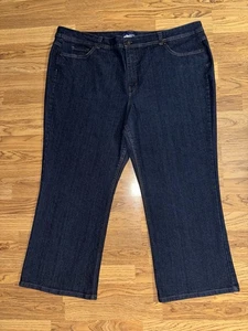 Basic Edition Bootcut Jeans Women’s Plus Size 26w Short Dark Blue Wash Stretch - Picture 1 of 15