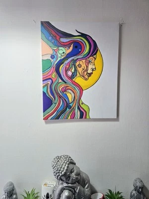 Vibrant  painting  framed acrylic artwork, original wall art, modern home decor - Image 1 of 4