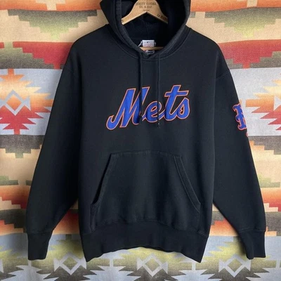 De colección 00s New York Mets MLB Béisbol Negro Majestuosa Sudadera con Capucha Sudadera Para Hombres Grande Foto 1 de 4