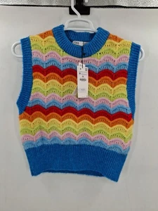 Zara Rainbow Medium Sweater Vest NWT - Picture 1 of 9