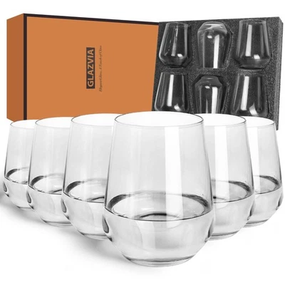 Juego de copas de vino sin tallo de cristal de 6-15 oz, cristal para beber... Foto 1 de 4