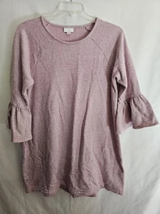 J. Jill Christian Siriano Pop Women’s Tunic Top Pink Ruffle Bell Sleeve 1X - Picture 1 of 6
