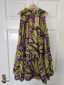 Next Girl’s Trapeze Dress Age 8 Years 128cm Pockets Purple & Yellow BNWT - Picture 1 of 11