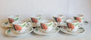 7 VILLEROY & BOCH AMAPOLA Teetassen & Untertassen 7 Sets Lot MOHNBLUMEN Germany - Bild 1 von 9