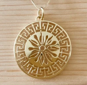 WUNDERSCHÖNE HALSKETTE 18K GOLD VERMEIL KREIS ANHÄNGER - Bild 1 von 1