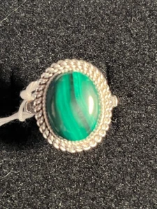Schöner Ring Sterlingsilber grüner Malachit - Bild 1 von 4