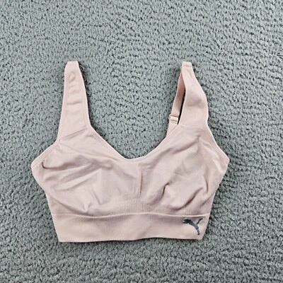 Sujetador deportivo Puma para mujer rosa medio cuello redondo sin costuras Foto 1 de 4