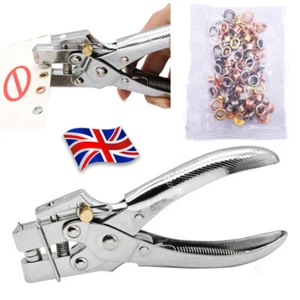 Eyelet Pliers Kit + 100 Metal Eyelets Hole Puncher Makers Leather Fabric Tool UK - Picture 1 of 10