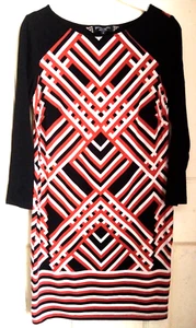 Dress Red White Black Print UK8 Ben de Lisi Ladies Principles - Picture 1 of 24