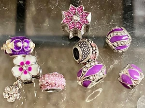 ❤️Silver Purple European Charm Beads EACH SOLD SEPARATELY - ONE SHIPPING COST❤️ - Picture 1 of 1